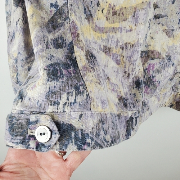 Chico's Jacket large Purple Pastel Spring Button Up 3/4 sleeves Lightweight - Picture 14 of 16